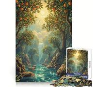 Orange Grove Waterfall Landscape Jigsaw Puzzle 1000 Piece for Adults Logic Boost Toy Together Fun Premium Edge Stylish Gift (50x75cm)