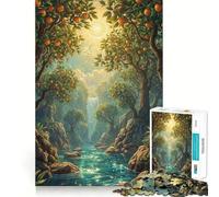 Orange Grove Waterfall Landscape Jigsaw Puzzle 1000 Piece for Adults Logic Boost Toy Together Fun Premium Edge Stylish Gift (50x75cm)