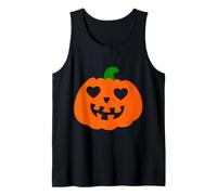Orange Halloween Heart Pumpkin Jack-o-Lantern Creepy Gothic Tank Top