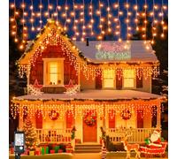Orange Halloween Lights Outdoor, 66FT 640 LED Icicle Lights for Outside with 8 Modes Timers, Waterproof Plug in Twinkle String Light for House Yard Eave Patio Party Holiday Decorations
