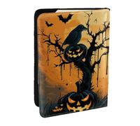 Orange Halloween Party Passport Holder for Travel,RFID Passport Cover Wallet PU Leather Passport Card Holder Case Cute Passport Protector for Women Men