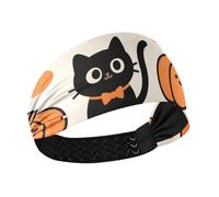 Orange Halloween Pumpkin Black Cat Non-Slip? wide headbands Elastic sweatband for basketball make up basketball Daily use vinchas para el cabello de mujer