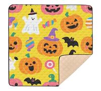 Orange Halloween Pumpkin Ghost Cute Foldable Baby Playmat for Floor Non-Toxic Foldable Tummy Time & Crawling Mat for Baby Kids Toddlers Infants, 50'' x 50''con Musica para Bebes