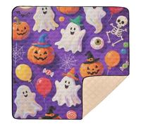Orange Halloween Pumpkin Ghost Cute Foldable mat for Baby to Play on Floor for Floor Non-Toxic Foldable Infant Play Activity Mat for Babies Infants Toddlers, 50'' x 50''alfombra de juegos