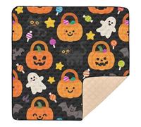 Orange Halloween Pumpkin Ghost Cute Foldable mat for Baby to Play on Floor for Indoor Outdoor Water Resistant Foldable Infant Play Activity Mat for Baby Toddler Infant, 50'' x 50''gimnasio de
