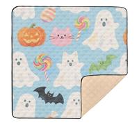 Orange Halloween Pumpkin Ghost Large Stylish Baby Play mat Foldable for Floor Waterproof Foldable Baby Kick Crawling Mat for Baby Toddler Infant, 50'' x 50''alfombras con Musica para
