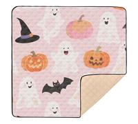 Orange Halloween Pumpkin Ghost Soft Foam Baby Care Play mat for Indoor Outdoor Comfortable Foldable Infant Play Activity Mat for Baby Toddler Infant, 50'' x 50''alfombras con Musica para