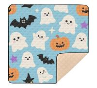 Orange Halloween Pumpkin Ghost Soft Padded Baby Gym Play mat for Floor Comfortable Foldable Kicking Mat for Baby Kids Toddlers Infants, 50'' x 50''alfombra de juegos