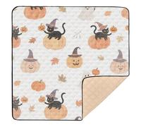 Orange Halloween Pumpkin Ghost Soft Padded Baby Play Mat for Indoor Outdoor Cozy Breathable Foldable Padded Baby Mat for Baby Toddler Infant, 50'' x 50''alfombrillas para Bebes jugar
