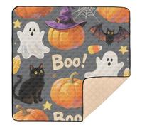 Orange Halloween Pumpkin Ghost Soft Thick Baby Activity Play Mat for Floor Washable Foldable Tummy Time Activity Mat for Babies Infants Toddlers, 50'' x 50''de actividades para
