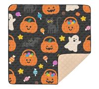 Orange Halloween Pumpkin Ghost Soft Thick Baby Care Play mat for Indoor Outdoor Comfortable Foldable Infant Play Activity Mat for Babies Infants Toddlers, 50'' x 50''alfombras con