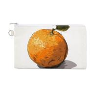 Orange Hand Drawn Coin Purse Canvas Wallet with Zipper Portable Mini Change Pouch Cute Money Pouch Small Organizer Coin Card Key Holder for Women Girls Daily Use Gift