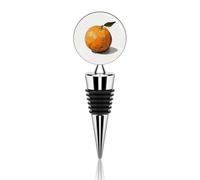 Orange Hand Drawn Wine Stopper Zinc Alloy Beverage Bottle Stopper Reusable Leak Proof Wine Cork Cute Champagne Saver Decorative Bottle Sealer Plug Gift for Men Women