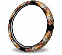 Orange Harvest Pumpkin Watercolor Yellow Leaves Steering Wheeles Cover Universal Steering Wheel Covers Stretch Car Handle Covers For Sedan All Seasons Men 38Cm