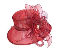 Orange Hatinator Red Fascinator for Women Women Fascinator Lady Cocktail Tea Party Church Wedding Bridal Flower Hat Large Mother of The Bride Hats Dusky with Rose (Red, One Size)