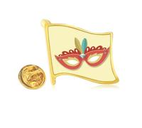 Orange Head Happy Carnival Of Venice Golden Metal Flag Lapel Pin Badge