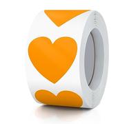 Orange Heart Stickers Roll 3.8 cm Valentine's Day Love Shape Labels Waterproof Removable for Craft Envelopes Boxes Gift Tags Bags Wedding 500 PCS