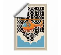 Orange Helicopter Mid-Century Unframed Wall Art Print A2 (59.4×42cm), Wall Decor for Living Room, Bedroom, Office & Home, Art Gift