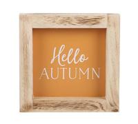 Orange Hello Autumn Wooden Frame Sign - Rustic Fall Decor for Home or Office, 10 x 12 Inches, Ready to Hang, Seasonal Greeting with Charming Design