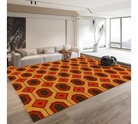 Orange Hexagonal Geometry Area Rugs for Living Room, 140 x 200cm Honeycomb Art Rug Fluffy Throw Carpets, Ultra Soft Non-Slip Modern Indoor Rugs for Bedroom Girls Kids Nursery Room Dorm Home Decor
