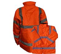 Orange Hi Vis Parka Jacket Reflective, Waterproof, Conforms to EN20471 Class 3, High Visibility, By Brook Hi Vis, XXXLarge
