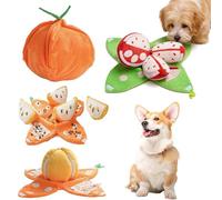 Orange Hide and Seek Plush Dog Toy, Hide And S og with Crinkle Papers, Watermelon Snuffle Toys, Pet Snuffle Mat for Dogs, Interactive Dog Toy, Enrichment Toys for Small/Medium/Large Dogs (A)