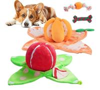 Orange Hide-and-Seek Plush Dog Toy,Snuffle Mat for Dogs,Interactive Puppy Toys for Boredom Relief and Mental Stimulation,Puzzle Feeding Mat for Training,Enrichment Games,Treat-Based Brain Activity (C)