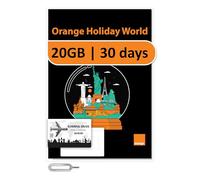 Orange Holiday Worldwide Prepaid SIM Card 20GB Internet Data for 30 Days in 4G/LTE | Data tethering Allowed | Calls & SMS | 1 Sim Card Holder + 1 Pin (international sim, Asia America Europe)
