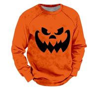 Orange Hoodie Mens Hoodies For Men Uk Halloween Jumper Men Pumpkin Head Printing Sweatshirts Crewneck Pullover Skeleton Hooded Sweatshirt Drawstring Clothes Long Sleeve Halloween Costume