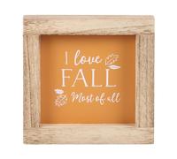 Orange I Love Fall Most of All Wooden Frame Sign - Rustic Autumn Home Decor for Thanksgiving & Halloween, 10x12 Inches