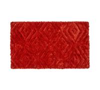 HOMESCAPES Super Absorbent Soft Ikat Burnt Orange Bathmat with Plush Geometric Pattern and Non Slip Latex Backing, 50 x 80 cm Large Shower Mat Machine Washable