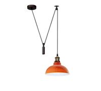 Orange Industrial Pulley Pendant Light Rustic Farmhouse Style Hanging Lamp With Adjustable Height For Kitchen Island