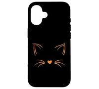 Orange Invisible Cat Face Orange Color Graphic Case for iPhone 16