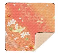 Orange Japanese Vintage Cherry Blossom Ukiyo-e Large Non-Slip Baby Playmat for Indoor Outdoor Washable Padded Baby Mat for Baby Toddler Infant, 50'' x 50''