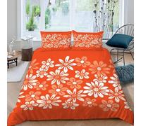Orange King Size Duvet Cover Sets Flower Pattern Bedding King Size Bed Set 3D Print Ultra Soft Microfiber Quilt Cover 230 x 220 with Zipper Closure and 2 Pillowcases A-153