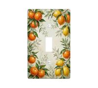Orange Kitchen Single Light Switch Cover Plate, Floral Natural Lemon Leaf Summer Yellow Plastic Standard Size Toggle Light Switch Cover for Bedroom Bathroom Home Entrance Decor (Single)