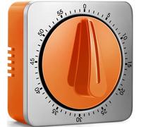Orange Kitchen Timers for Cooking, Chef Cooking Timer Clock with Loud Alarm,100% Mechanical Desk Timer - No Batteries Required - Magnetic Backing, Exquisite Stainless Steel Body - Countdown Reminder
