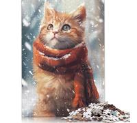 Orange Kitten in Winter 1000 Piece Jigsaw Puzzle Family Fun Jigsaws for Adults And Challenging Game,stress Relief Games And Unique Gifts 1000pcs (75x50cm)