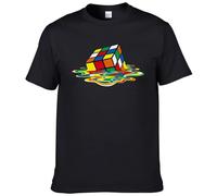(orange, L) Summer Cotton T-Shirt Rubik's Printing T-Shirt Funny Hipster Graphic Tee Shirt Top Unisex Man Short Sleeve Cool Tees #304