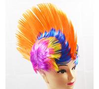 Orange Ladies Mens Multi Coloured Unisex Mohawk Mohican Wig Rainbow Punk Rocker Festival Concert Fancy Dress