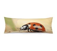 Orange Ladybug on Beige Background Body Pillow Pillowcase 20"x54" Lumbar Throw Pillow Covers with Hidden Zipper Breathable & Cozy Full Long Bodypillow Case Cover for Sleeping Bedroom Couch Sofa Decor