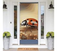 Orange Ladybug on Beige Background Door Banners for Front Doors, Spring Summer Decorative Door Cover Welcome Porch Banner Decoration Hanging Wall Background for Party Supplies Indoor Outdoor Home Deco