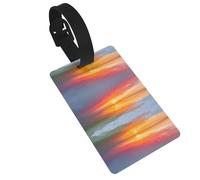 Orange Lake Shore Print Compact Luggage Tags with Personalized Name Tags Easy-to-Identify Travel Accessories
