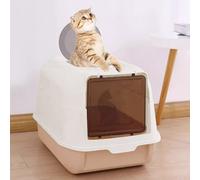 (Orange) Large Cat Litter Box Self Cleaning Pan Drawer Anti-Splashing Cat Potty Tray with Scoop, Double Entrance