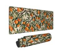 Orange Large Mouse Pad, Botanical Natural Leaf Branch Summer Green Rubber Non Slip Desk Aesthetic Long Pad Mat Idea for Home Office Desk Laptop Gamers Gift 16x36 Inch