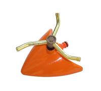 Orange Leaf 3 Arm Rotating Garden Sprinkler With Brass Arms And Abs Base