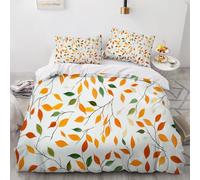 Orange Leaf Drawings Duvet Cover Set 135×200cm White Background Print Bedding Set with 2 Pillowcase 50 * 75cm Cover Kids And Adults Bedroom Deco