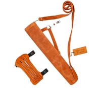 Orange Leather Traditional Archery Quiver With Adjustable Shoulder Strap, Hip Waist Sling Bag, Arrow Holder and Arm Guard - Cowhide Suede Leather