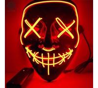 Orange LED Light Up Stitched Purge Mask, 3 Light Modes Colourful Rave Full Face Mask Cosplay Glow for Halloween/Christmas/Bonfire Night/Festival Costume Party Accessories