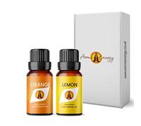 Orange & Lemon Essential Oil Set 2 x 10ml | Diffuser for Home, Candle Making, soap, Wax Melts, Massage, Perfume, Aromatherapy Gift Box | Vegan | Made in UK